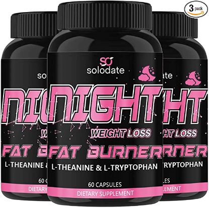 Picture of 3 Pack Night Time Fat Burner,Appetite Suppressant and Sleep Aid Supplement,Boost Metabolism,Weight Loss Pills for Women and Men,60 Capsules Healthier Diet Pills