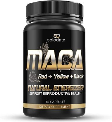 Picture of Maca Root Capsules,Red, Yellow,Black,1900mg,Reproductive Health Supplements for Men and Women, Improve Energy, Performance & Mood