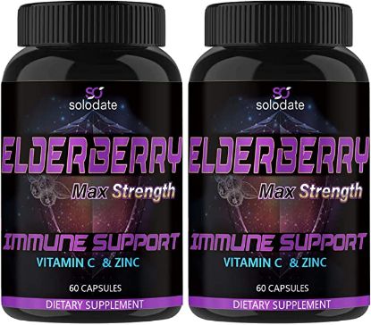 Picture of 2 Pack Elderberry Capsules,with Zinc,Vitamin C & D3, Concentrated Sambucus Extract,Enhance Healthy Body and Skin Health,60 Capsules